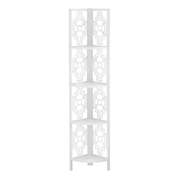 Monarch Specialties Bookshelf, Bookcase, Etagere, Corner, 4 Tier, 62"H, Office, Bedroom, Metal, Laminate, White I 3623 - main